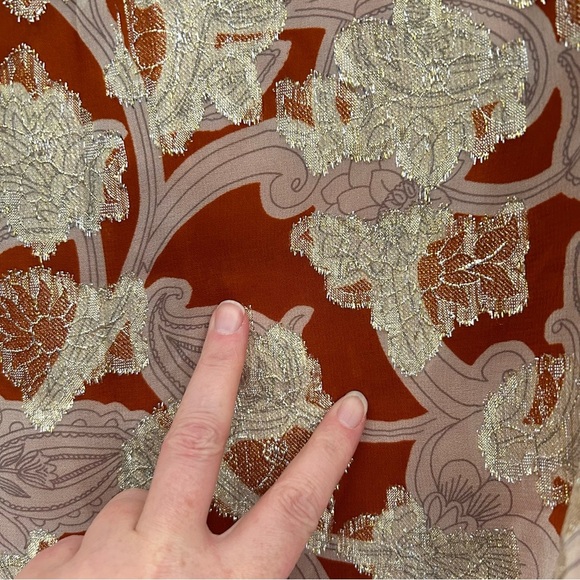 Boden Autumn Floral Blouse Long Sleeves Gold Lurex Size 14 - Picture 10 of 14